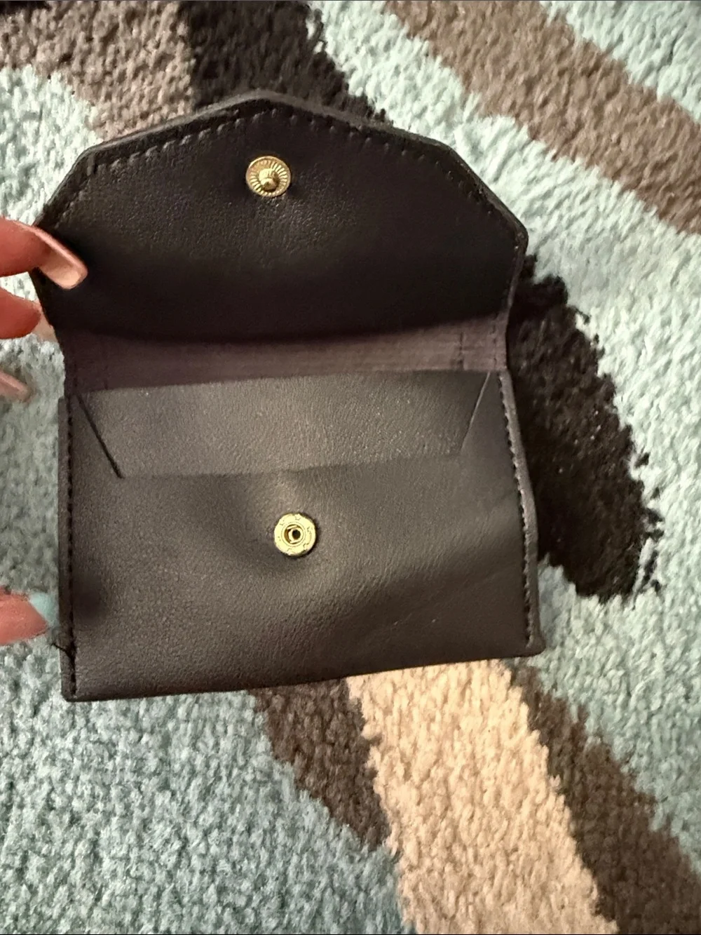 Black Croc-Embossed Flap Wallet for Women